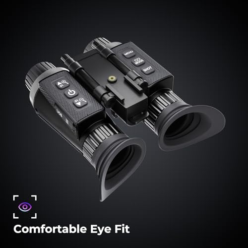 Black night vision device with comfortable eye fit text on a dark background