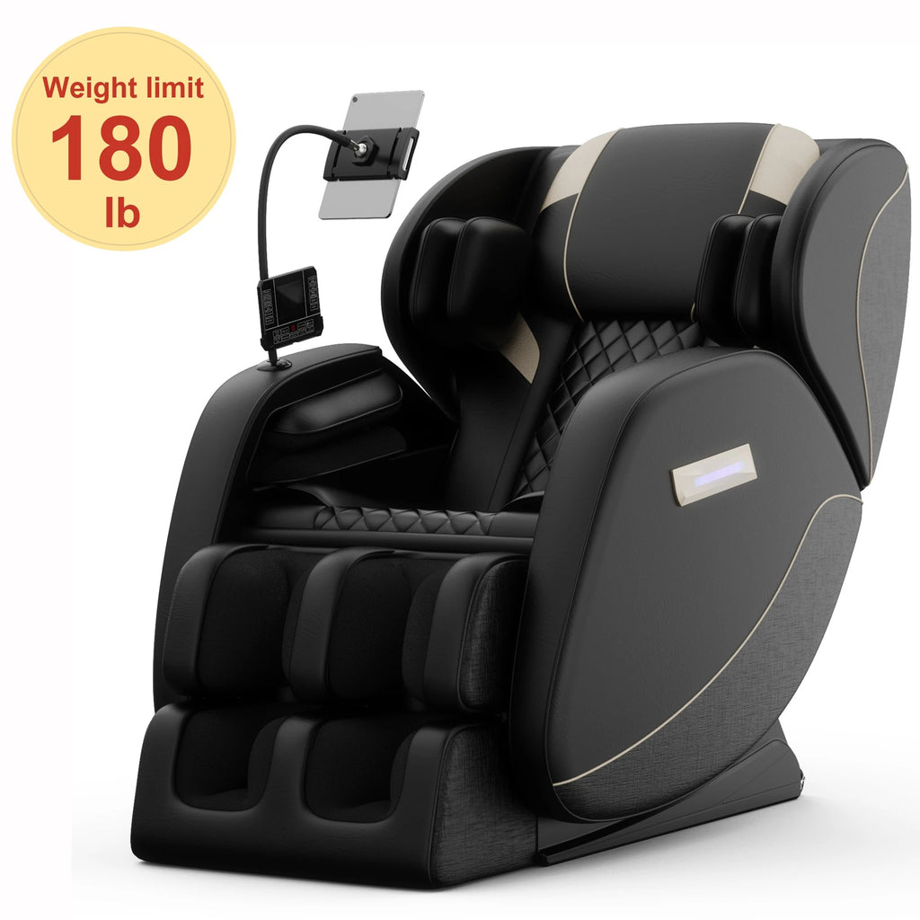 Massage chair with weight limit indicator 180 lbs on a white background