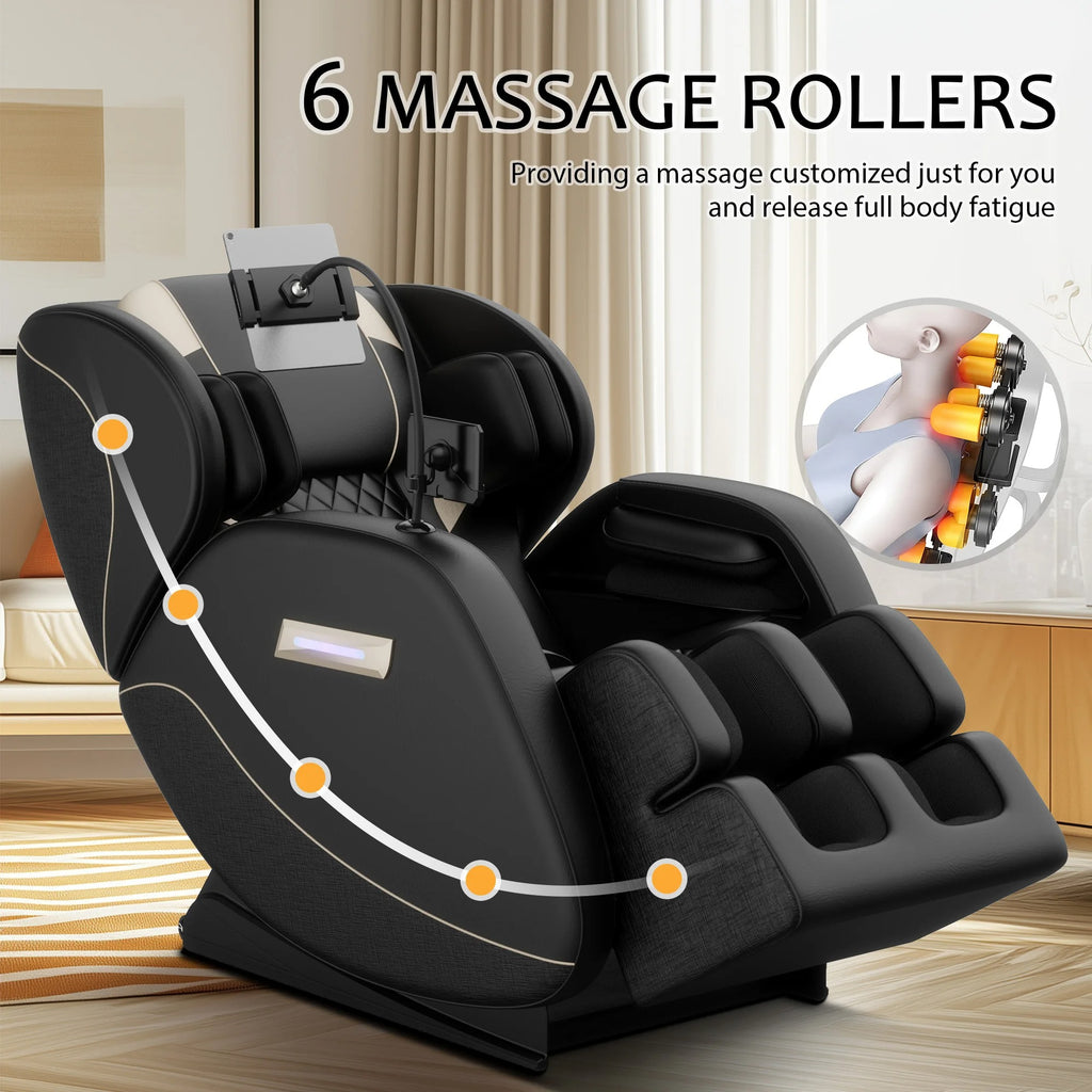 Massage chair with 6 massage rollers in a living room setting