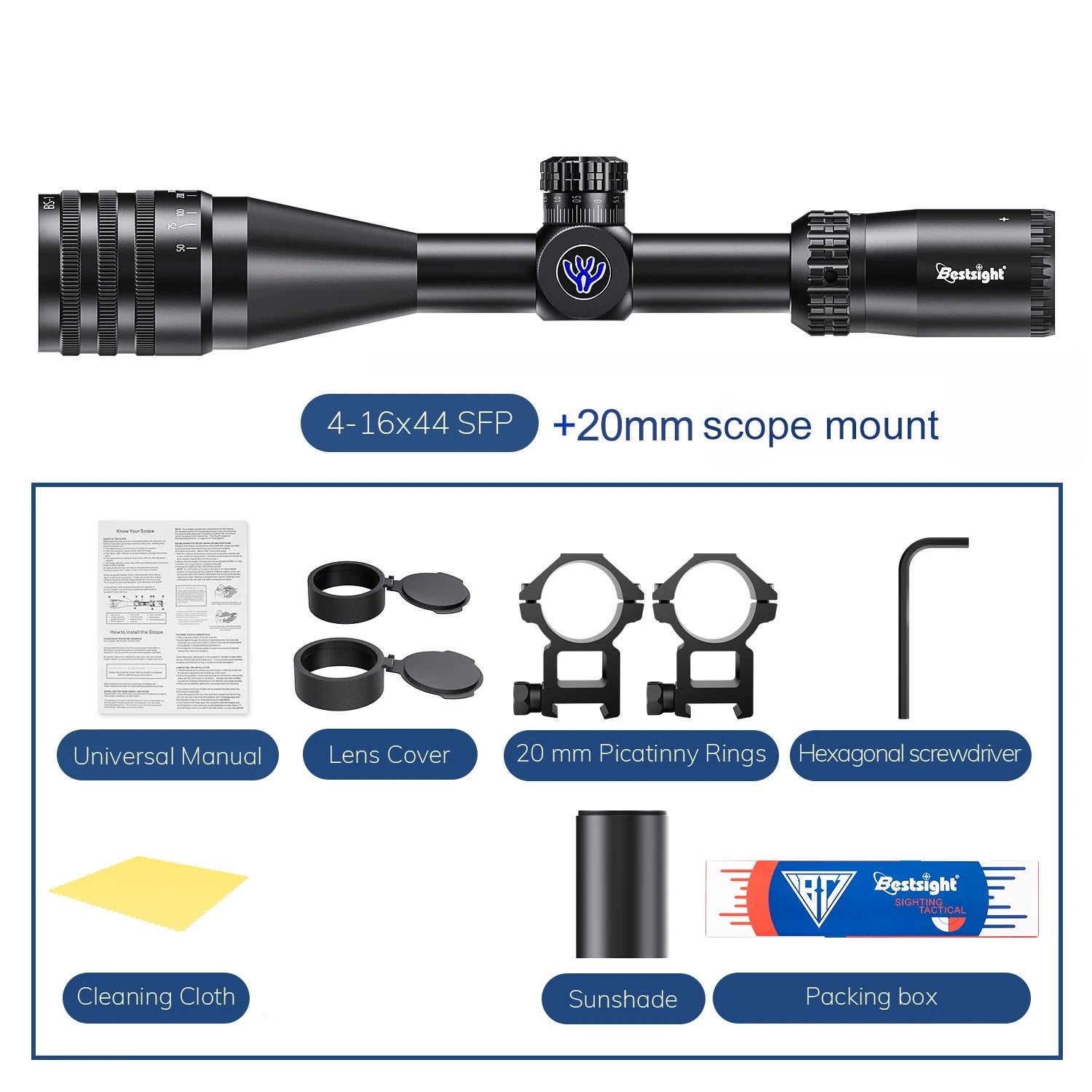 BestSight™ Tactical 4-16x44 AOE Riflescope - FIREWOLF