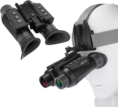 Night vision goggles with a helmet on a white background