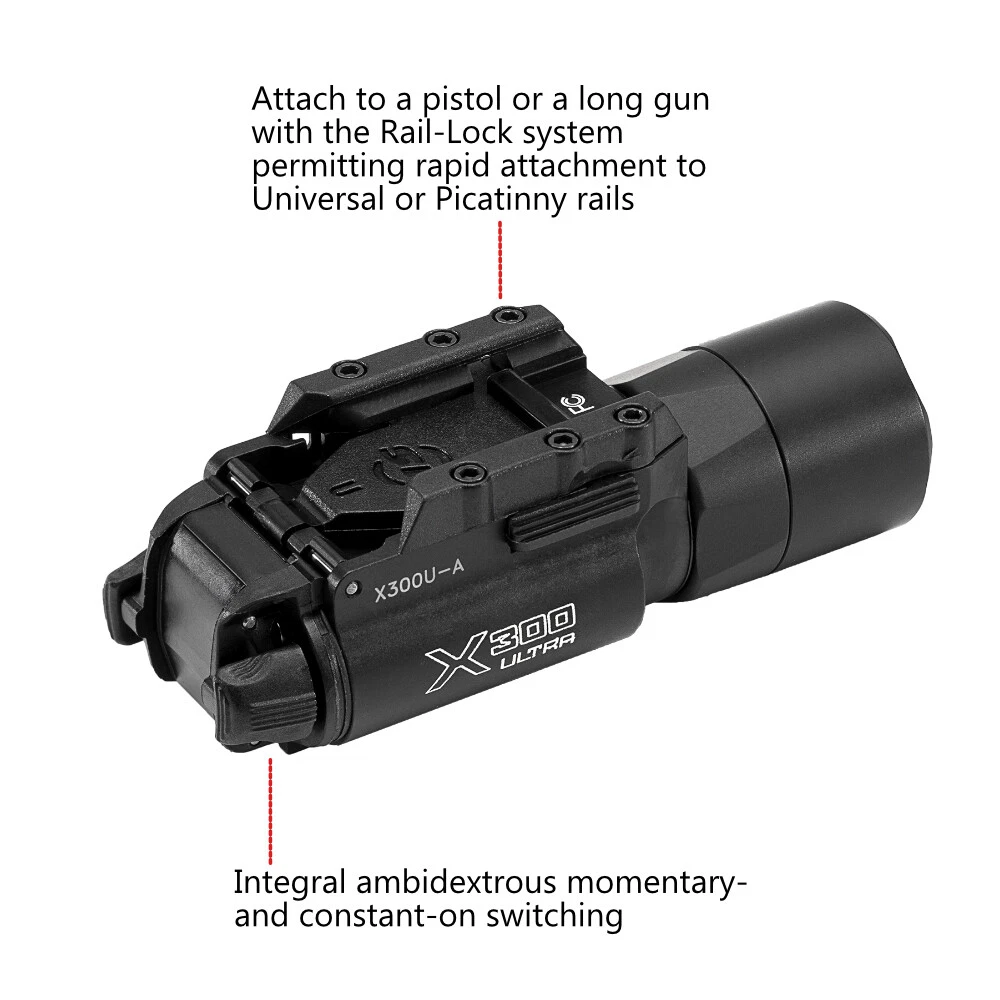 X300U-A style weapon light beam output